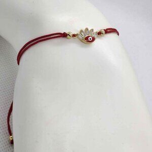 Adjustable Sterling Silver Evil Eye Bracelet with Red Enamel – 925 Fine Silver